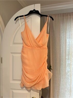 Blue Blush Peach Wrap-Style Mini Dress